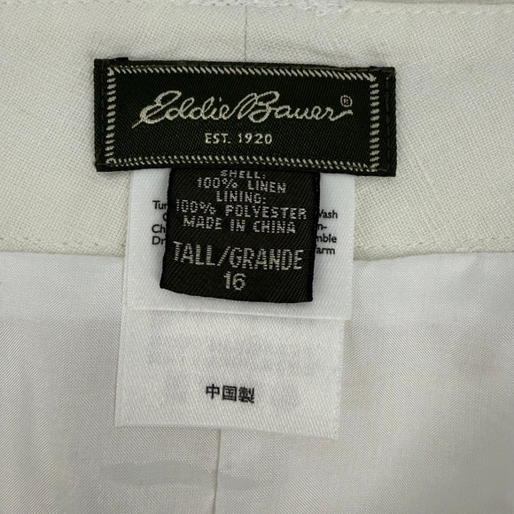 Eddie Bauer Linen A-Line Skirt Women 16 Tall Cream Good Midi Lined Pockets - Picture 6 of 8
